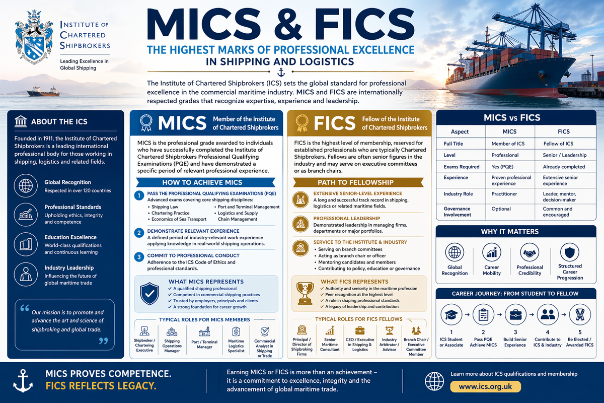 MICS and FICS Explained Professional Membership Grades of the Institute of Chartered Shipbrokers