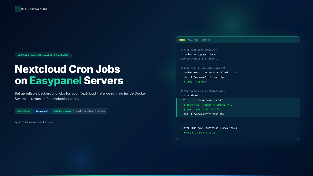 How to Set Up Nextcloud Background Cron Jobs on an Easypanel-Powered Server