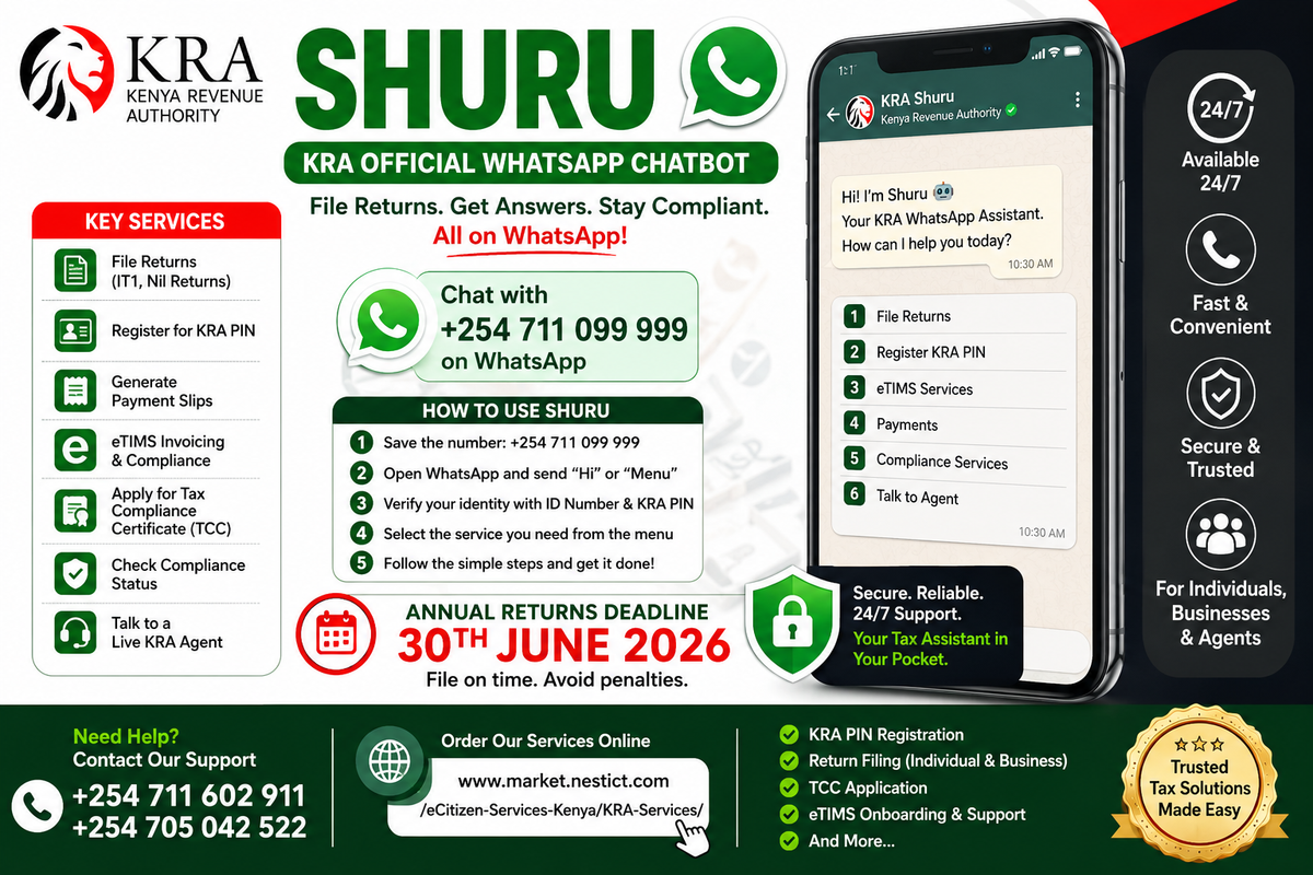 KRA “Shuru” WhatsApp Chatbot — Complete Guide, Use Cases & Practical Walkflows (Kenya)