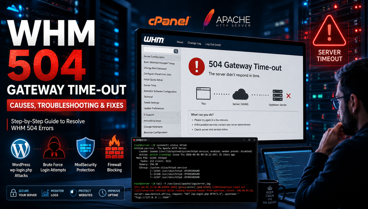 How to Fix 504 Gateway Time-out in WHM (Port 2087/2083) – Complete Troubleshooting Guide