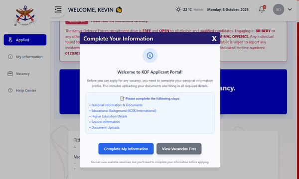 KDF Recruitment 2025 - recruit.mod.go.ke