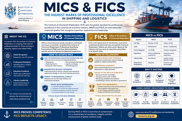 MICS and FICS Explained Professional Membership Grades of the Institute of Chartered Shipbrokers