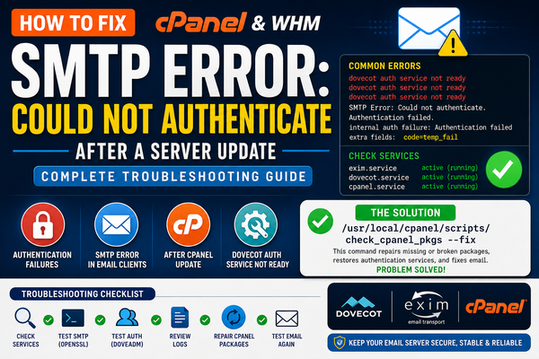 How to Fix cPanel/WHM SMTP Authentication Error After an Update: "SMTP Error: Could Not Authenticate"