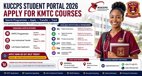 KUCCPS Student Portal 2026: How to Apply for KMTC Courses, Transfer Institutions and Explore Programmes