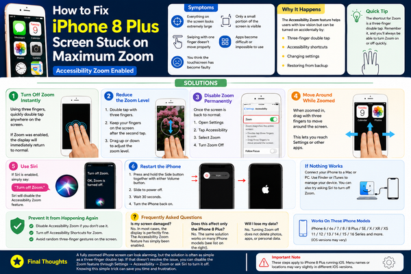 How to Fix an iPhone 8 Plus Screen Stuck on Maximum Zoom (Accessibility Zoom Enabled)
