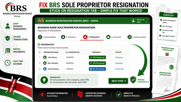 Fixing a Stuck Sole Proprietor Resignation in Kenya BRS: How to Resolve the "Resignation" Tab Issue