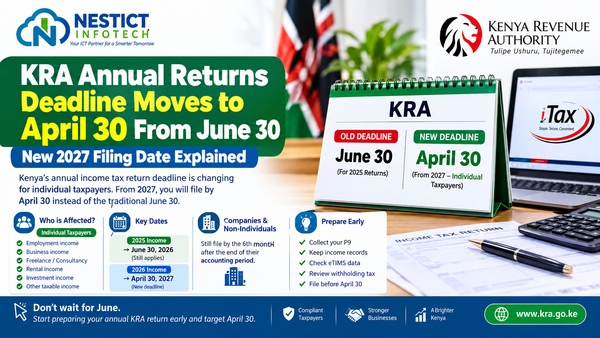KRA Annual Tax Returns Deadline Moves From June 30 to April 30